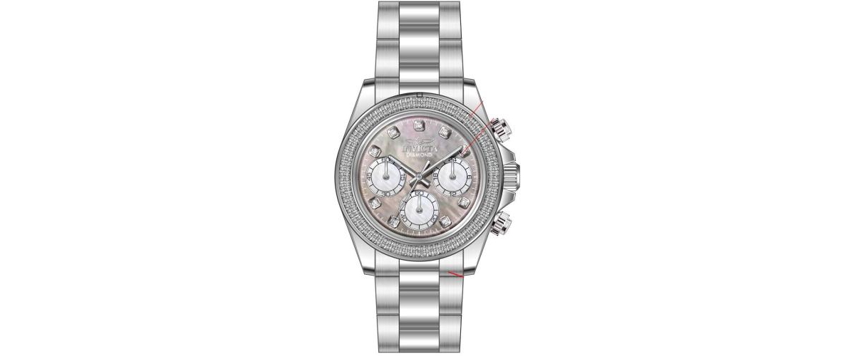 Women's 48756 Elite Diamond Quartz Chronograph Pink, White Dial Watch - Silver