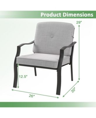 2 Pieces Patio Metal Chairs with Seat and Back Cushions for Yard