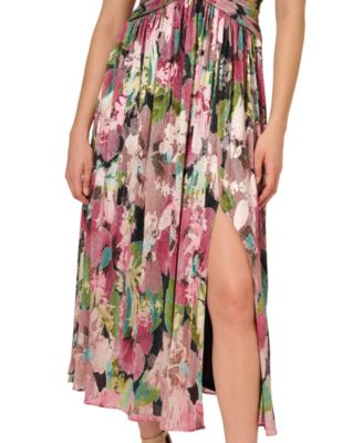 Adrianna Papell Women's Floral Metallic Crinkle Gown - Macy's