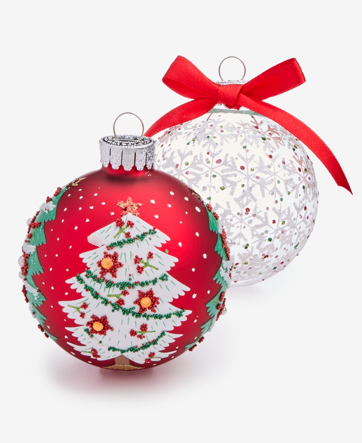 Holiday Lane Hioliday Lane Heritage Set Of 4 Glass Ornaments, Macy's Exclusive In Multi