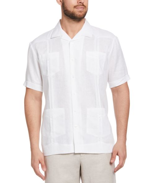 Мужская рубашка Cubavera 100% Linen Short Sleeve 4 Pocket Guayabera, цвет: Яркий белый