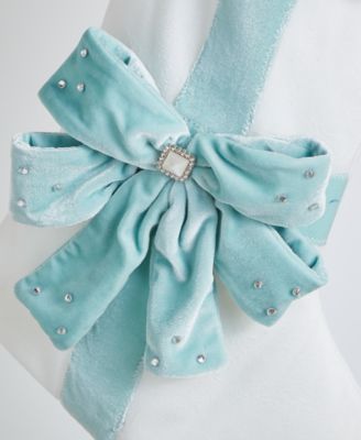Opulence Fuzzy White Blue Bow Stocking, Macy's Exclusive