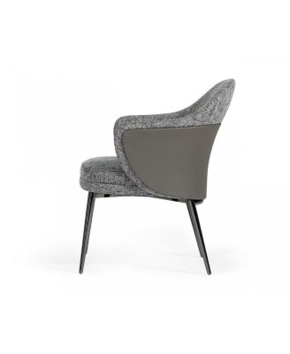 Upholstered Fabric and Faux Leather Wing Back Dining Arm Chair