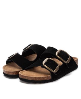Women's Suede Double Strap Buckle Sandals
