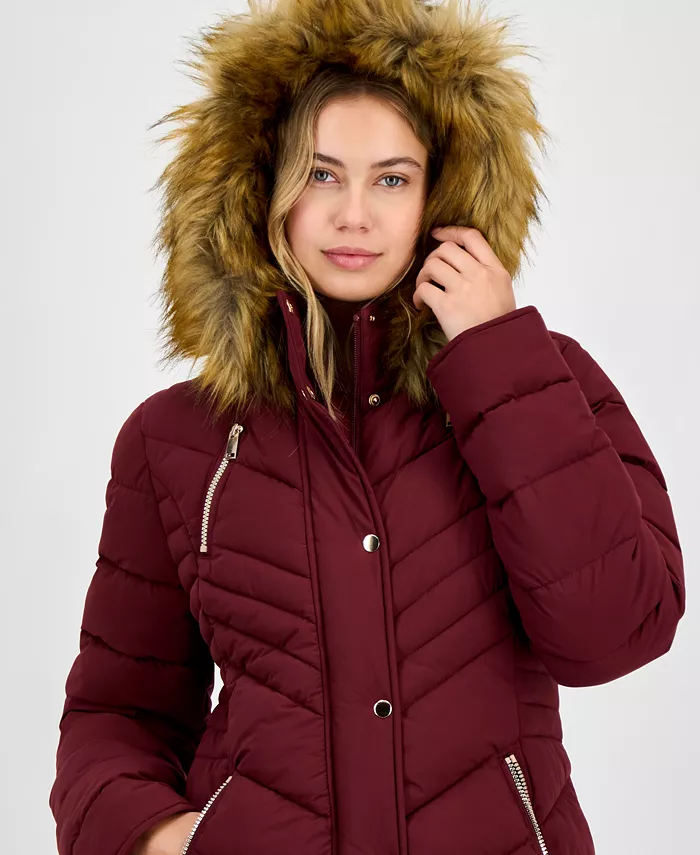 Juniors' Faux-Fur Hooded Puffer Coat - thumbnail 5