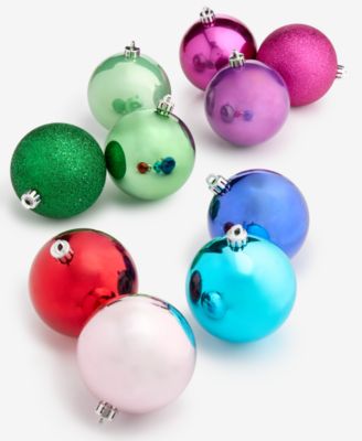 Whimsy Set of 10 Shatterproof Multicolored Ball Ornaments, Macy's Exclusive