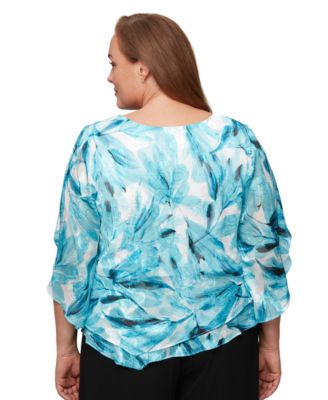 Plus Size Printed Burnout Blouse