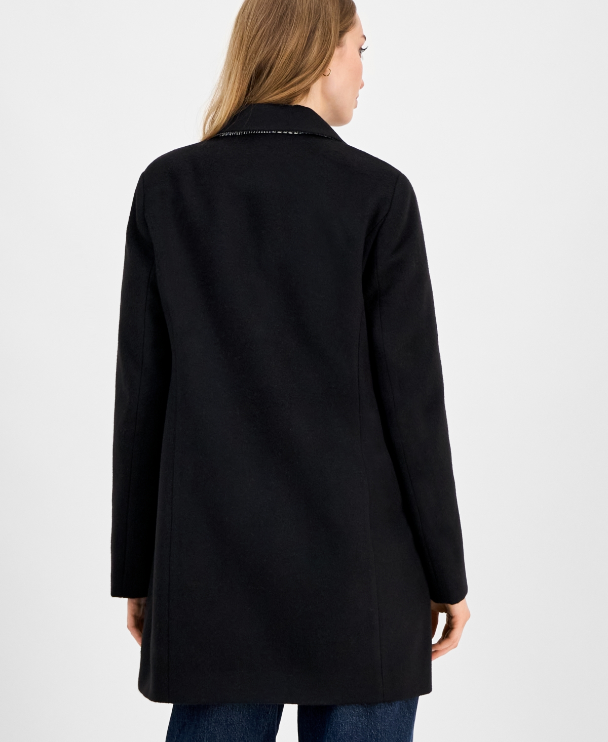 Maralyn & Me Juniors' Single-breasted Walker Coat In Black