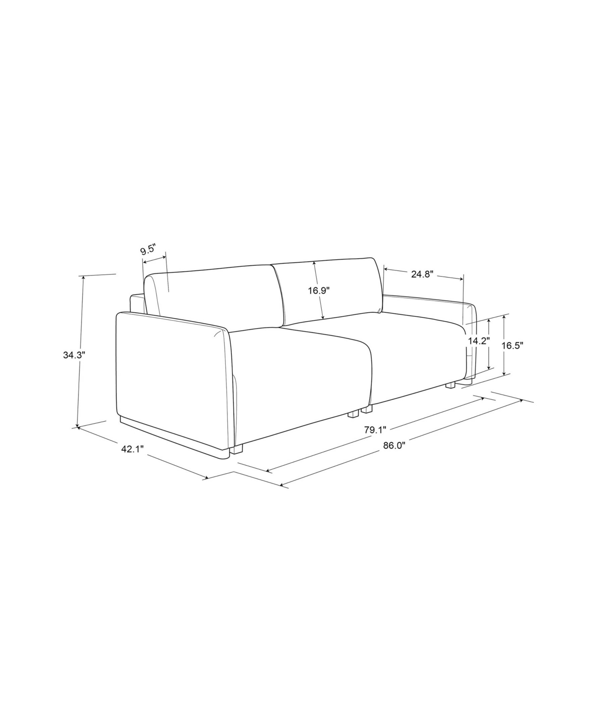 Serta 86" Polyester Tigard Convertible Sofa In Brown