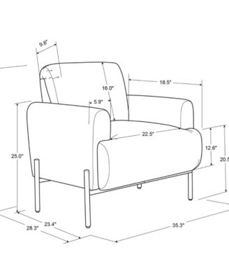 35.3" Velvet Kyoto Accent Chair