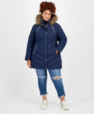 Maralyn & Me - Women's Plus Size Faux-Fur Hooded Puffer Coat