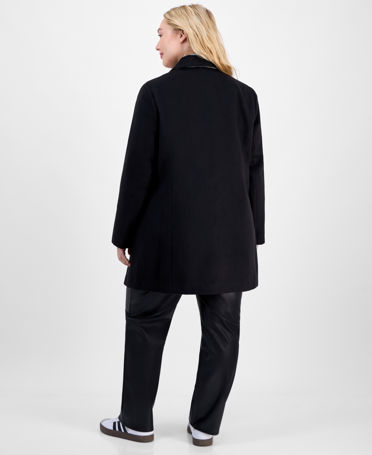 Maralyn & Me Trendy Plus Size Single-breasted Walker Coat In Black