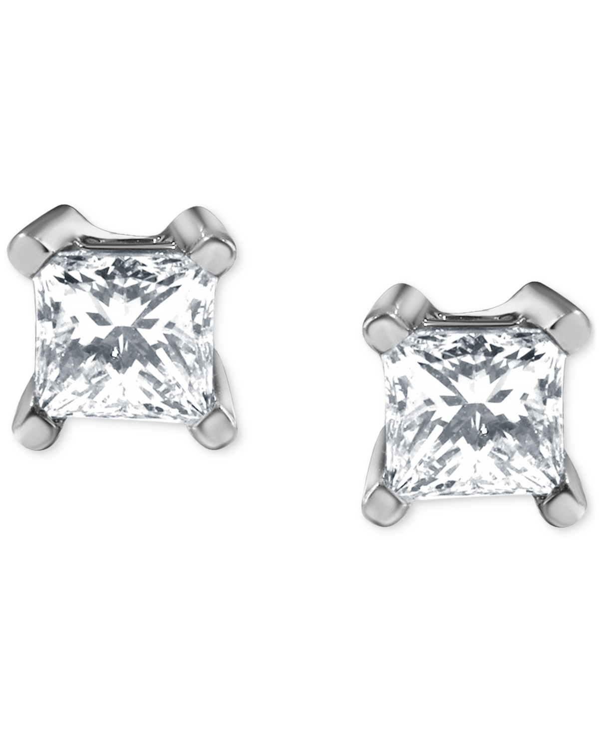 Macy's Diamond Princess-cut Stud Earrings (1/3 Ct. T.w.) In 14k White Gold