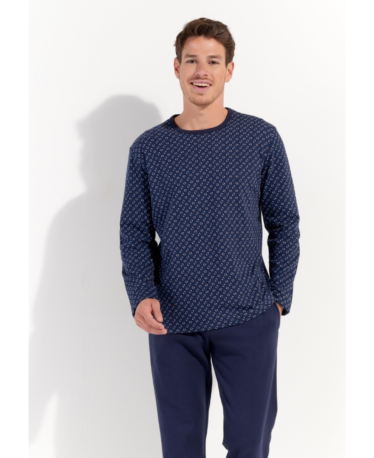 Men's Cyrus Long Sleepwear - Navy print