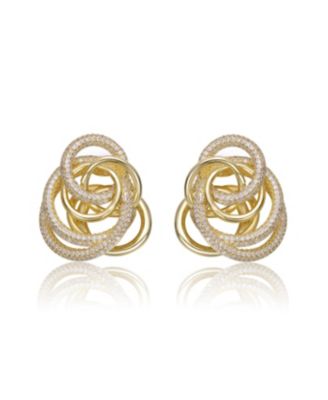 14k Gold Plated Multiple Eternity Circle Love Knot Stud Earrings