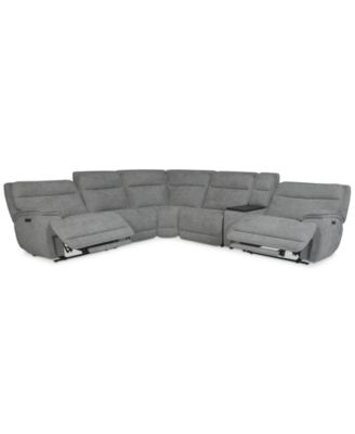 Ozryn 6-Pc. Fabric Sectional with Console and 2 Power Motion Chairs, Exclusively at Macy's