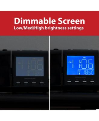 Projection Alarm Clock – AM/FM Radio, Auto Time Set, Dual Alarm, Temp/Date Display, Battery Backup, Bonus Aux Cable