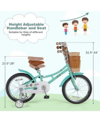 16/18 Inch Kids Bike with Training Wheels, 2 Brake System, and Adjustable Seat for Ages 4-8