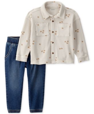 Carter's - Toddler Boys 2-Pc. Acorn Button-Down Shirt & Pull-On Denim Pants Set