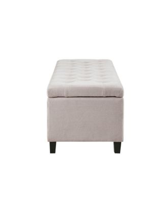 Tufted Upholstered Storage Bench with Button Top, Solid Wood Legs for Bedroom or Living Room, Hidden Blanket