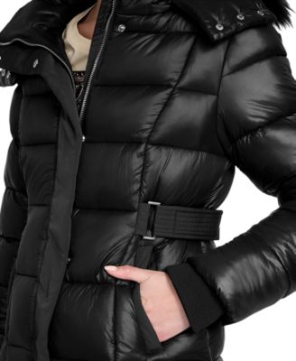 Women's Faux-Fur Trim Hooded Maxi Puffer Coat