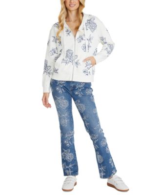 Driftwood - Women's Cotton Floral Zip Hoodie X Azur Etched