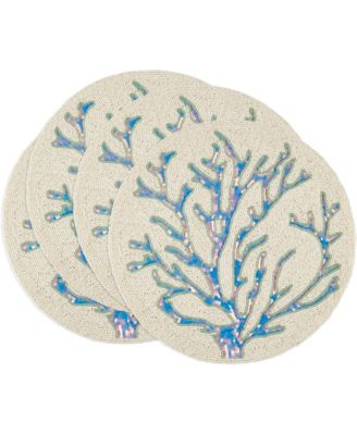 Coastal Coral Beaded Placemats, 15" Round