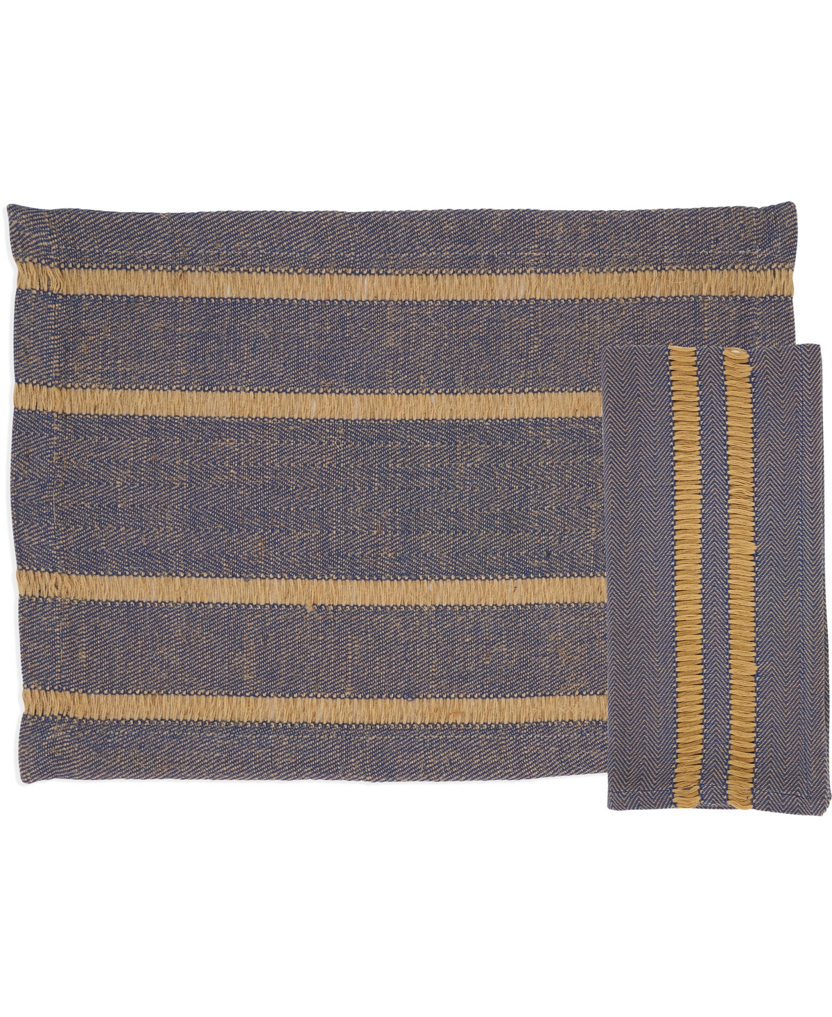 Saro Lifestyle Classic Stripe Placemats And Napkins, Set Of 8 In Navy Blue