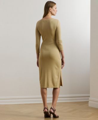 Women's Tie-Front Cotton-Blend Crewneck Dress