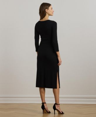 Women's Tie-Front Cotton-Blend Crewneck Dress 