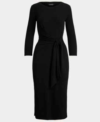 Women's Tie-Front Cotton-Blend Crewneck Dress 