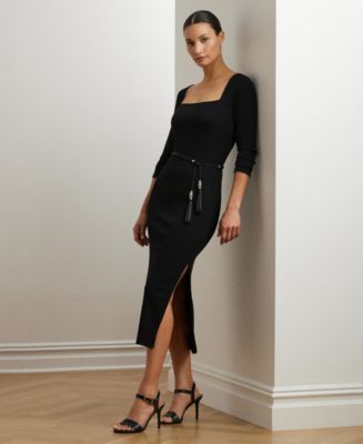 Lauren Ralph Lauren Women's Rib-Knit Long-Sleeve Midi Dress - Macy's