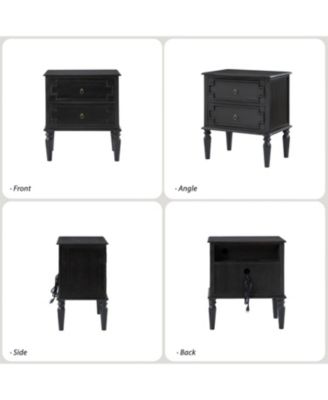 Timar 2- Drawer Solid Wood End Table with Built-In Outlets and USB