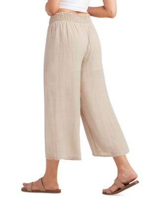 Juniors' Gauzy Textured Wide-Leg Pants