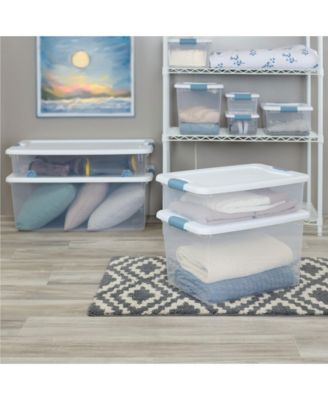 Sterilite 32 Quart Clear Stackable Latching Storage Box Containers, 18 Pack