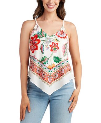 BCX - Juniors' Printed Halter-Style Handkerchief Top
