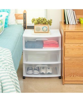 Sterilite At Home 3 Drawer Wide Storage Cart Container with Casters (3 Pack)
