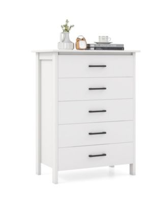 Modern 5 Drawer Chest Storage Dresser Cabinet with Metal Handles