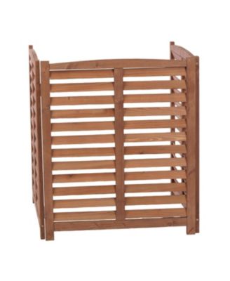 3-Panel Outdoor AC Fence, 32"W x 38"H Wooden Privacy Screen