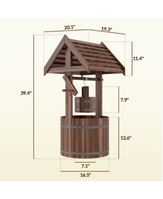 Wishing Well Planter with Bucket, Wooden Wishing Well,