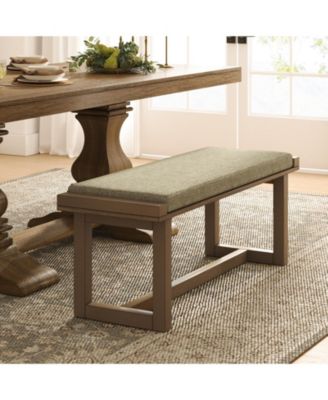 Irene Contemporary Solid Wood Dining Bench with Linen Upholstered