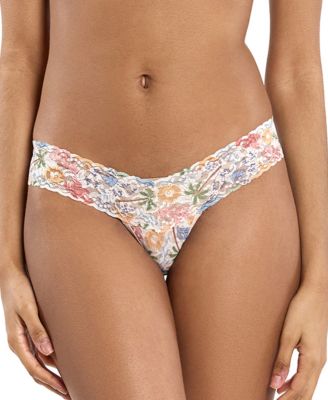 Women's Printed Signature Lace Low Rise Thong