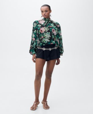 Women's Floral-Print Turtleneck Blouse