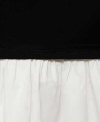 Women's Short Combined Fabric Draped Dress