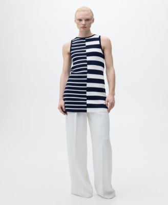 MANGO - Women's Combined Stripes Knitted Dress