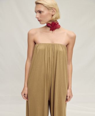 Women's Puffed Hem Strapless Jumpsuit