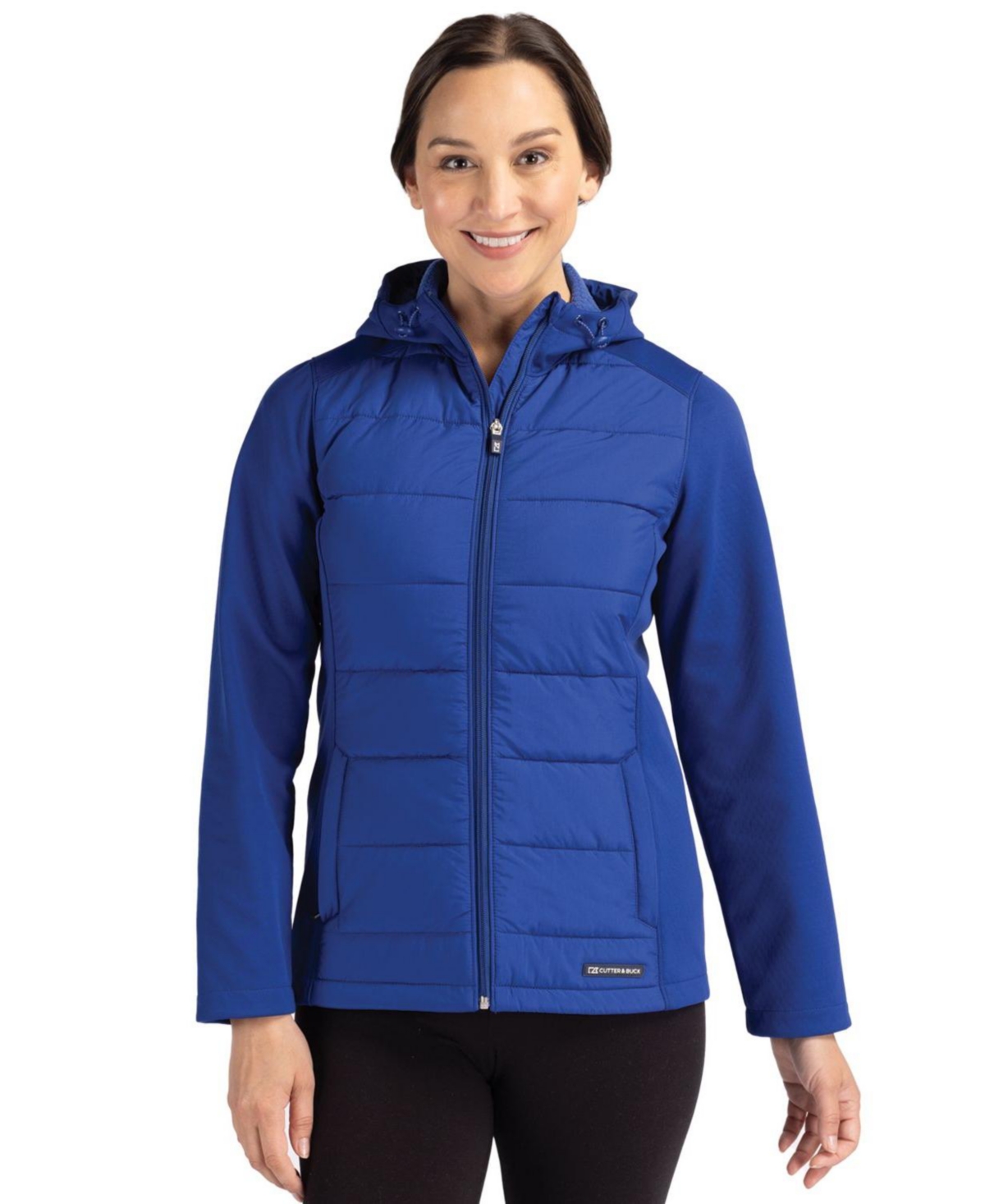 Women's Evoke Hybrid Softshell Recycled Full Zip Hooded Jacket - Tour blue