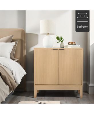 2-Door Reeded Storage Cabinet w/ Soft-Close Doors, Multipurpose Accent Furniture