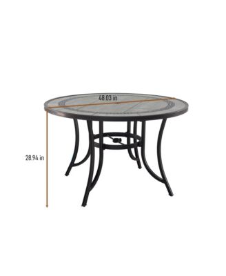 48 inch Aluminum Ceramic Tile Top Round Dining Table with Umbrella Hole