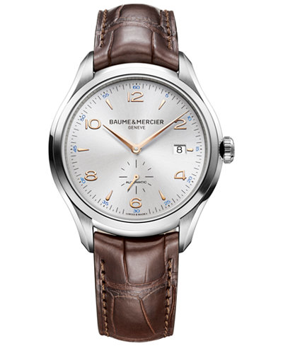 Baume & Mercier Men's Swiss Automatic Clifton Brown Leather Strap Watch 41mm M0A10054